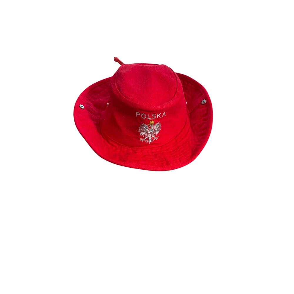 Polska Poland Silver Eagle Hat Red With White Letters Cotton Embroidered